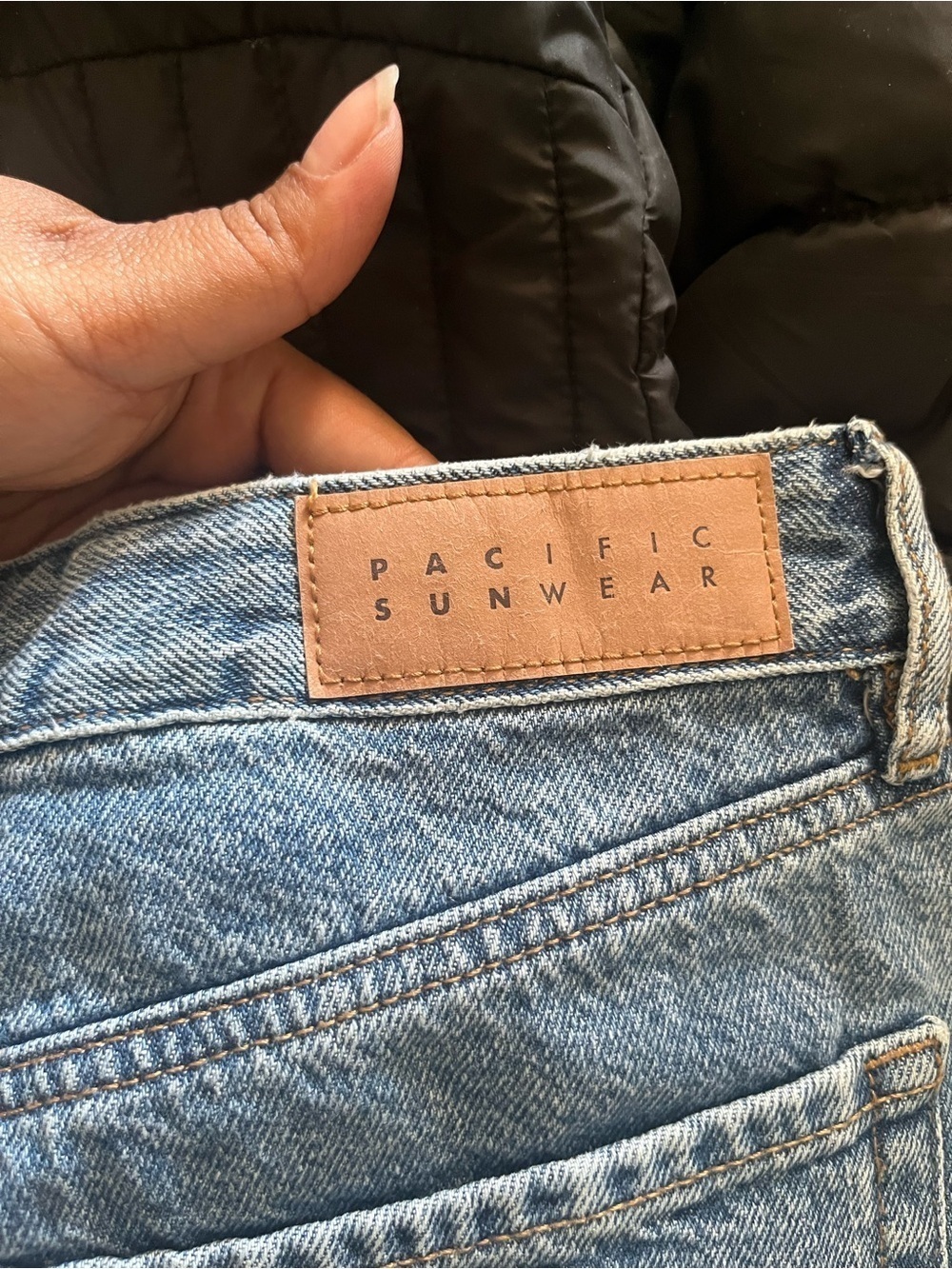 Pacific Sunwear Washed Blue High-Rise Denim Shorts with Button Fly - Picture 3 of 7
